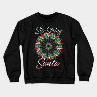 Gift for Guitarists Six String Santa Electric Guitar Wreath Gift Crewneck Sweatshirt